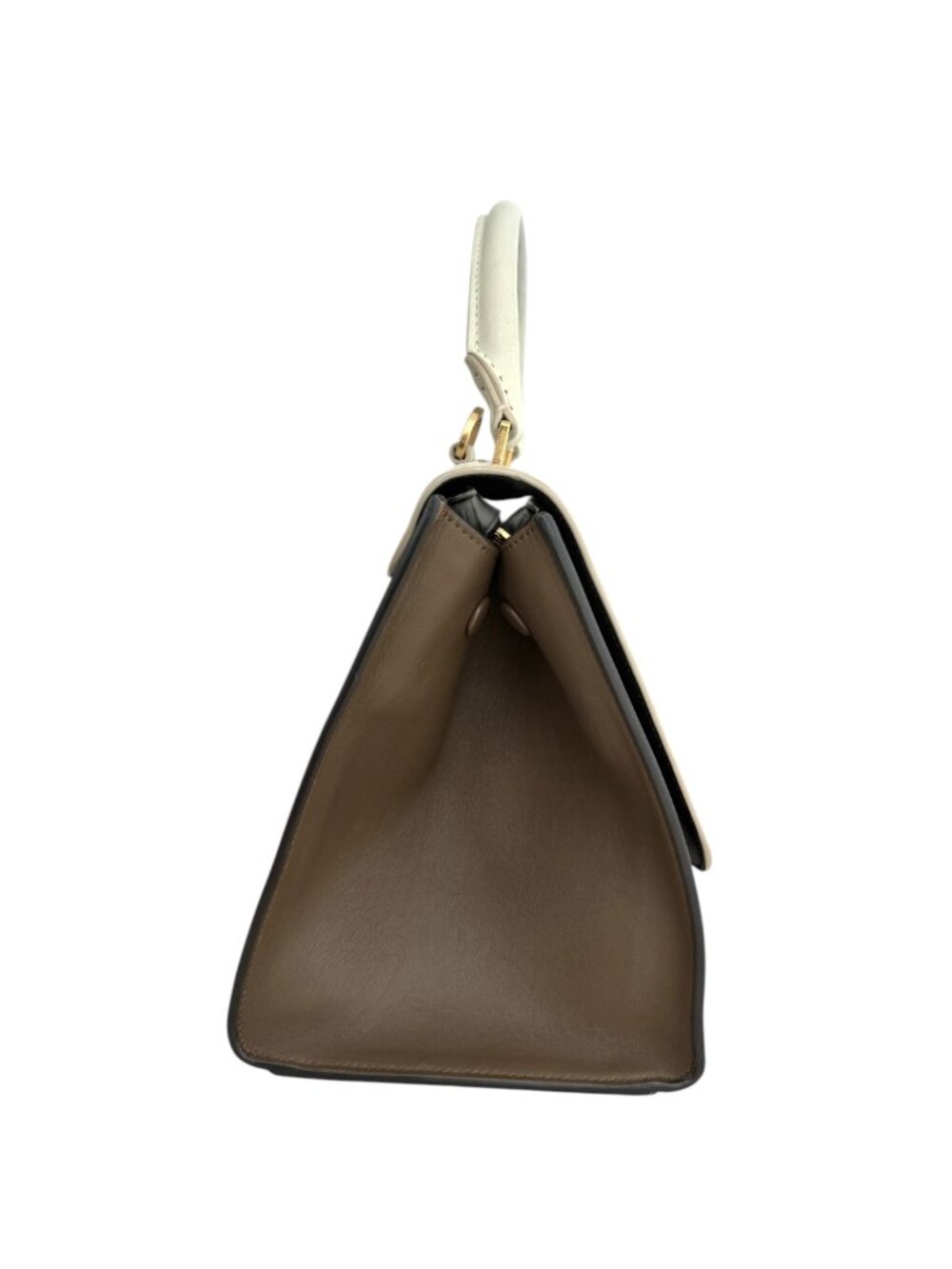 Celine Tricolor Calfskin Trapeze Bag - Off-White, Brown, Black - Picture 6 of 15